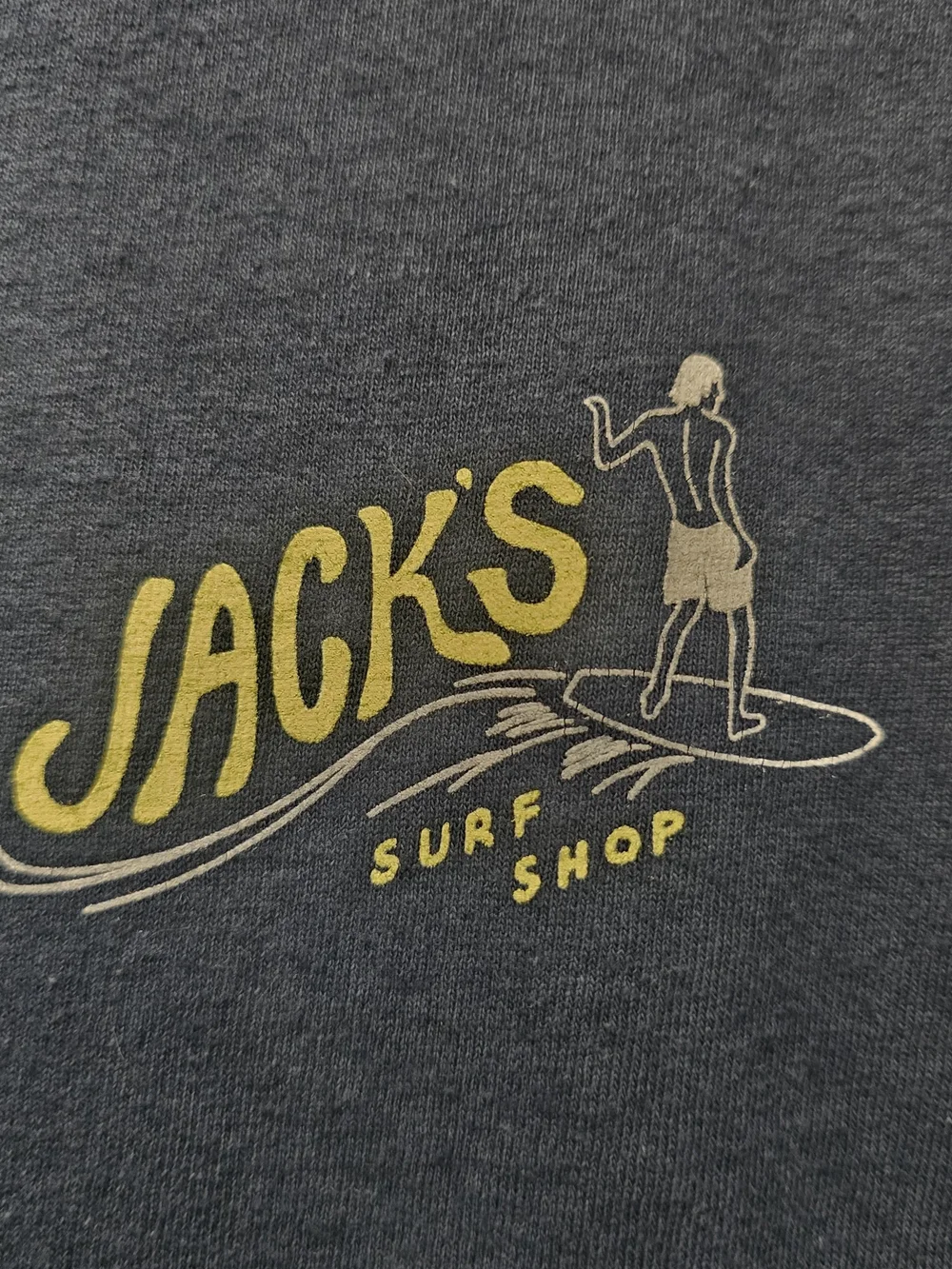 Jack's Surf Shop Navy Short Sleeve Tee with Yellow Logo